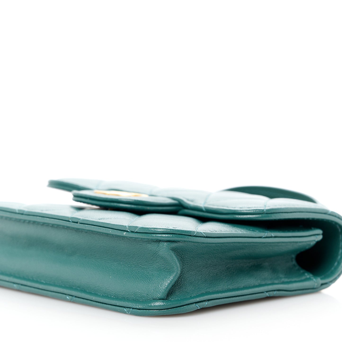 Lambskin Quilted Top Handle Flap Coin Purse With Chain Green