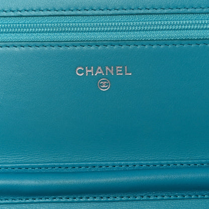 Chanel Lizard Wallet on Chain WOC Turquoise 6 of 14
