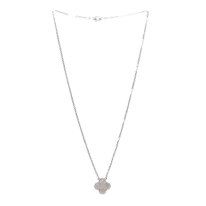 Van Cleef & Arpels 18K White Gold Mother of Pearl Vintage Alhambra Pendant Necklace 2 of 6
