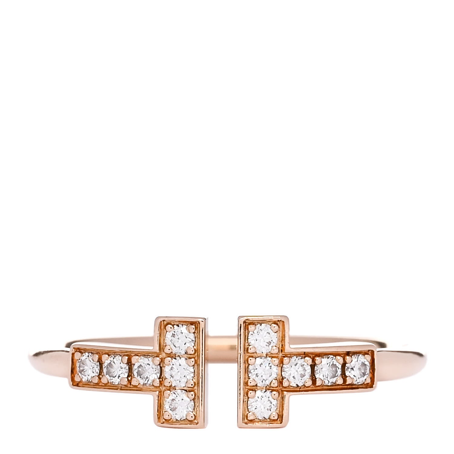 Tiffany 18K Rose Gold Diamond T Wire Ring 52 6 1 of 4
