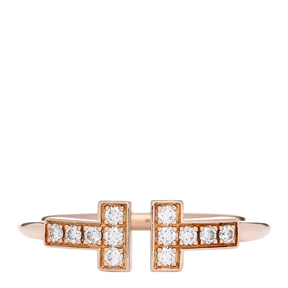 Tiffany 18K Rose Gold Diamond T Wire Ring 52 6 1 of 4