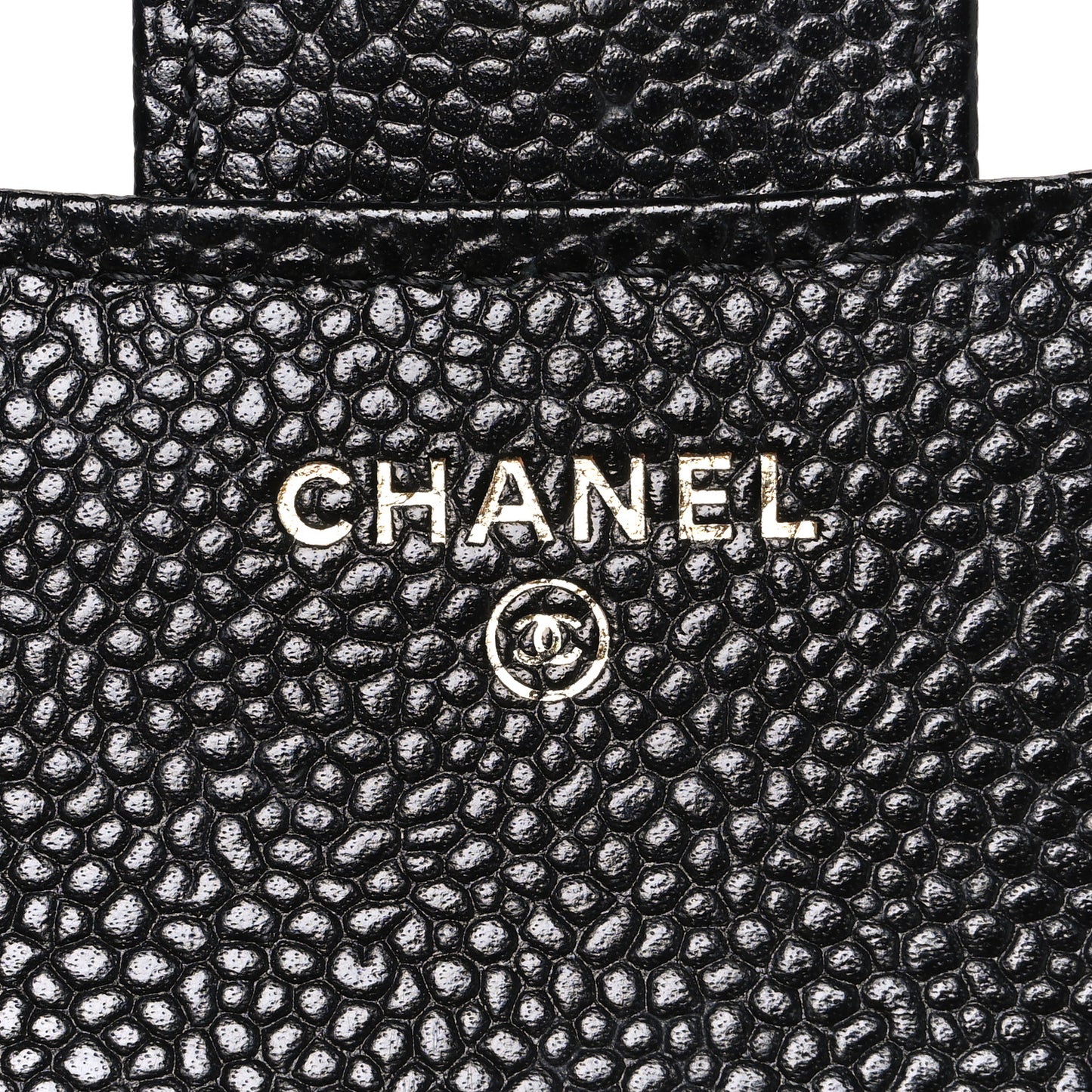Caviar Quilted Compact Flap Wallet Black