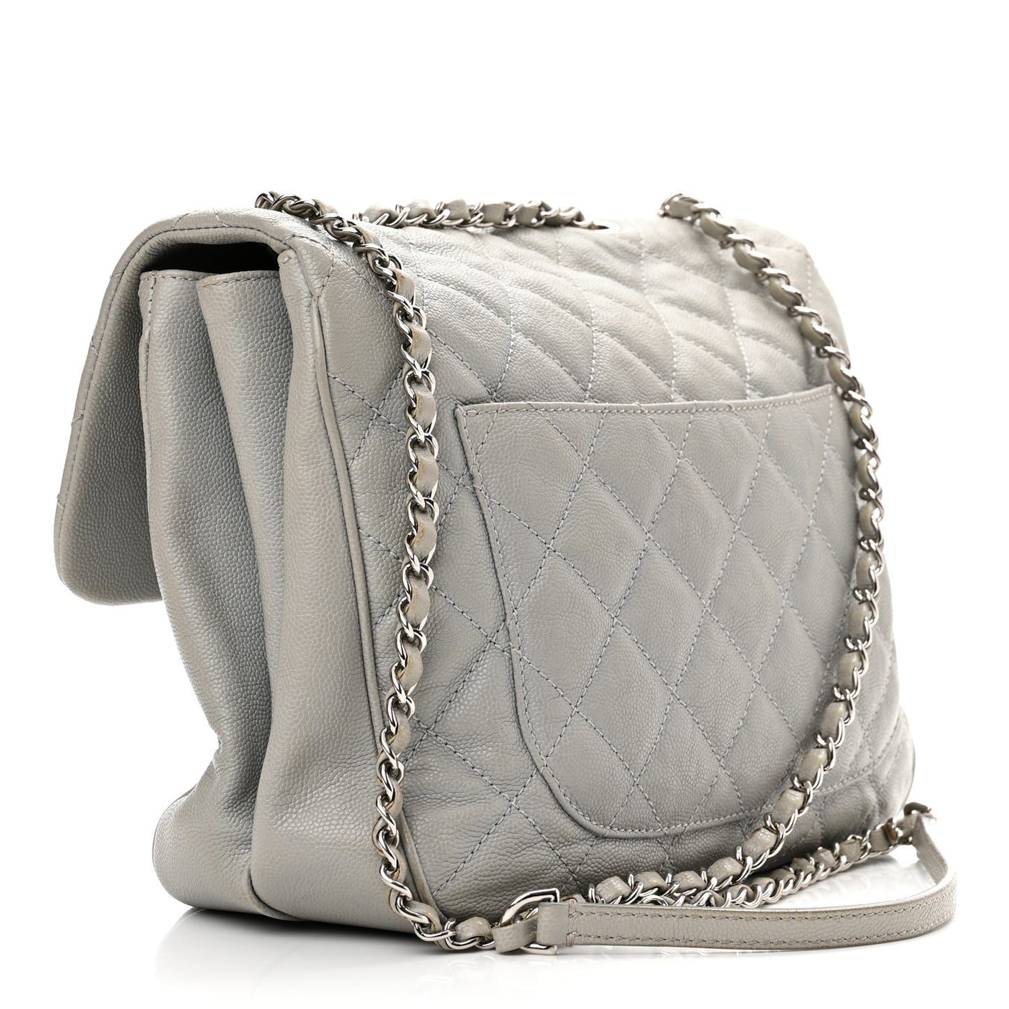 Caviar Quilted Large Urban Companion Flap Grey
