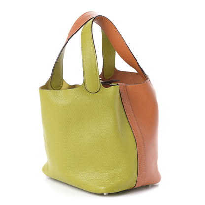 Hermes Chevre Picotin 18 PM Potiron Vert Anis 3 of 10