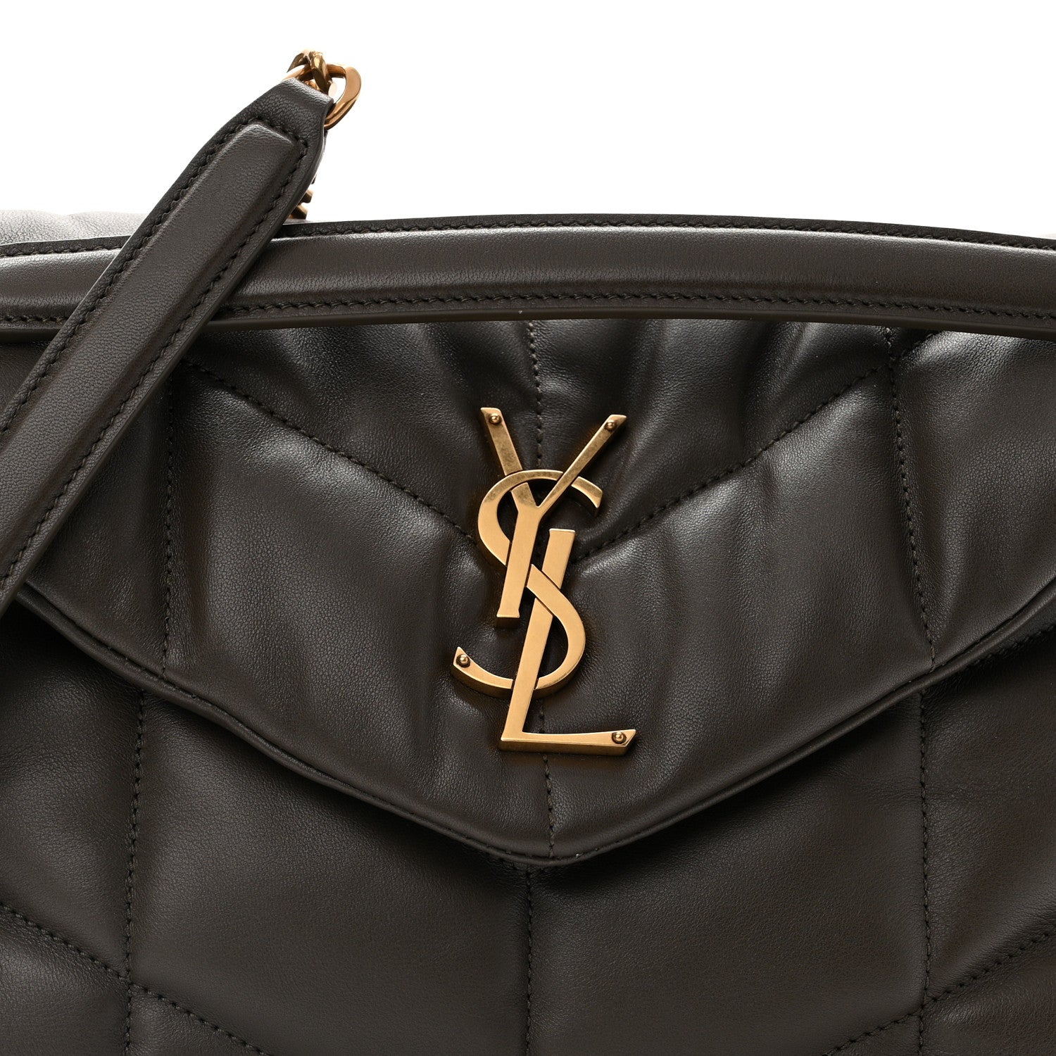 Saint Laurent Lambskin Quilted Small Loulou Puffer Monogram Chain Satchel Dark Ganache 8 of 10