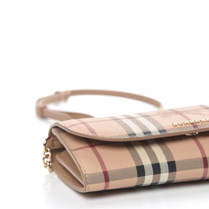 Burberry Haymarket Check Henley Wallet On Chain Mid Camel 9 of 11