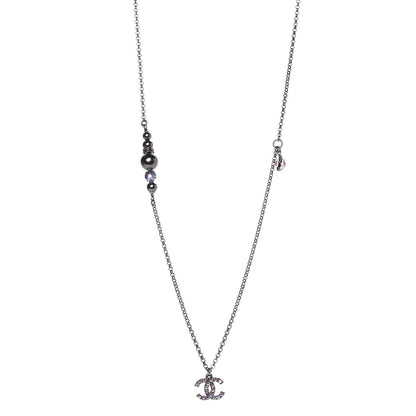 Chanel Ruthenium Crystal CC Necklace Iridescent Purple 1 of 5