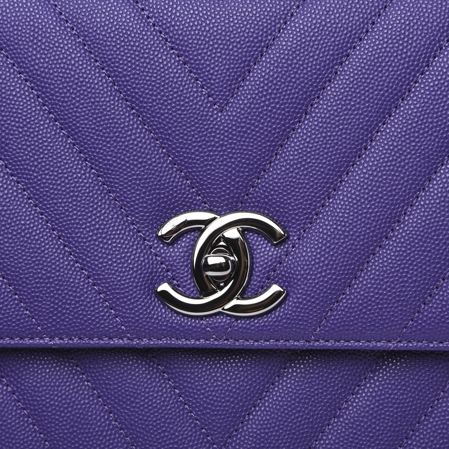 Chanel Caviar Chevron Quilted Small Coco Handle Flap Purple 12 of 12