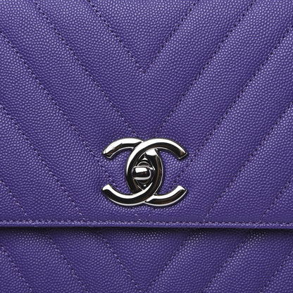 Chanel Caviar Chevron Quilted Small Coco Handle Flap Purple 12 of 12