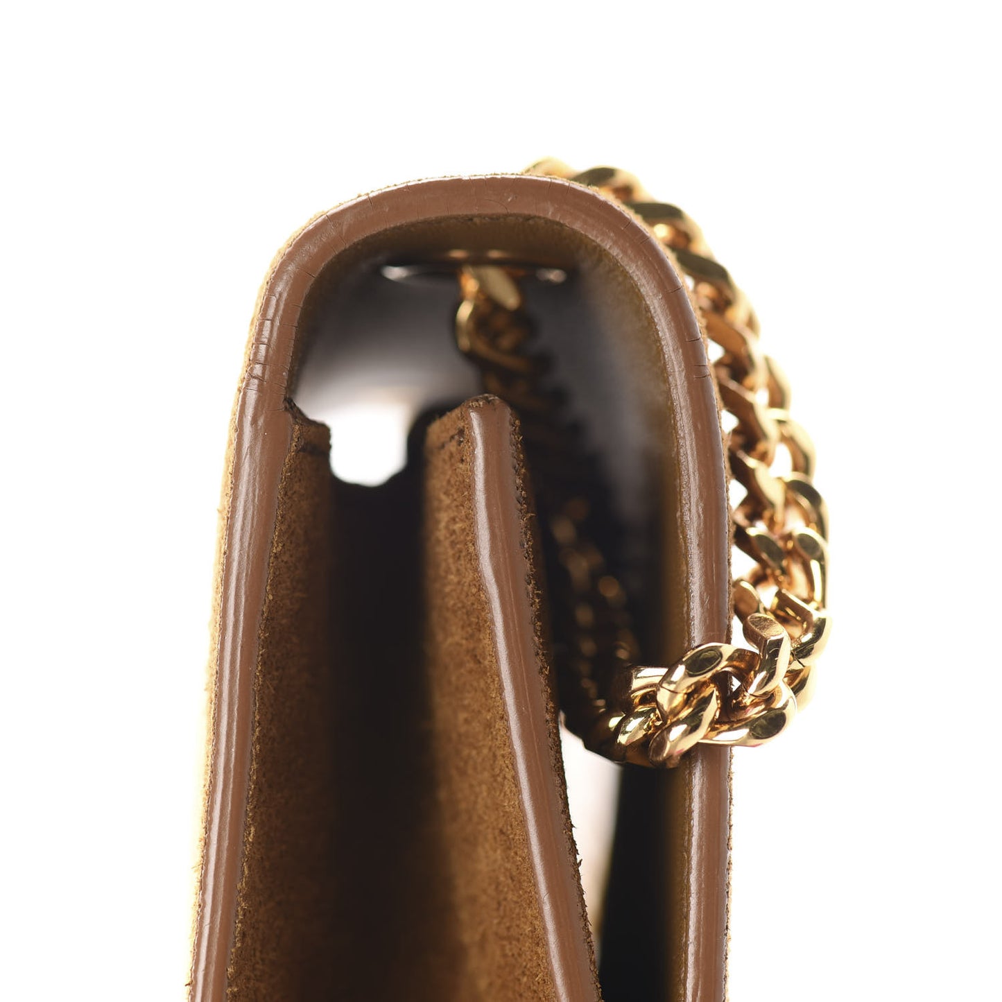 Suede Small Classic Monogram Kate Tassel Satchel Light Ochre