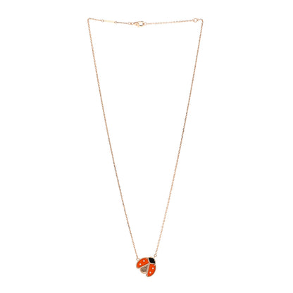 Van Cleef & Arpels 18K Rose Gold Carnelian Black Onyx Lucky Spring Open Wings Lady Bug Pendant Necklace 3 of 6