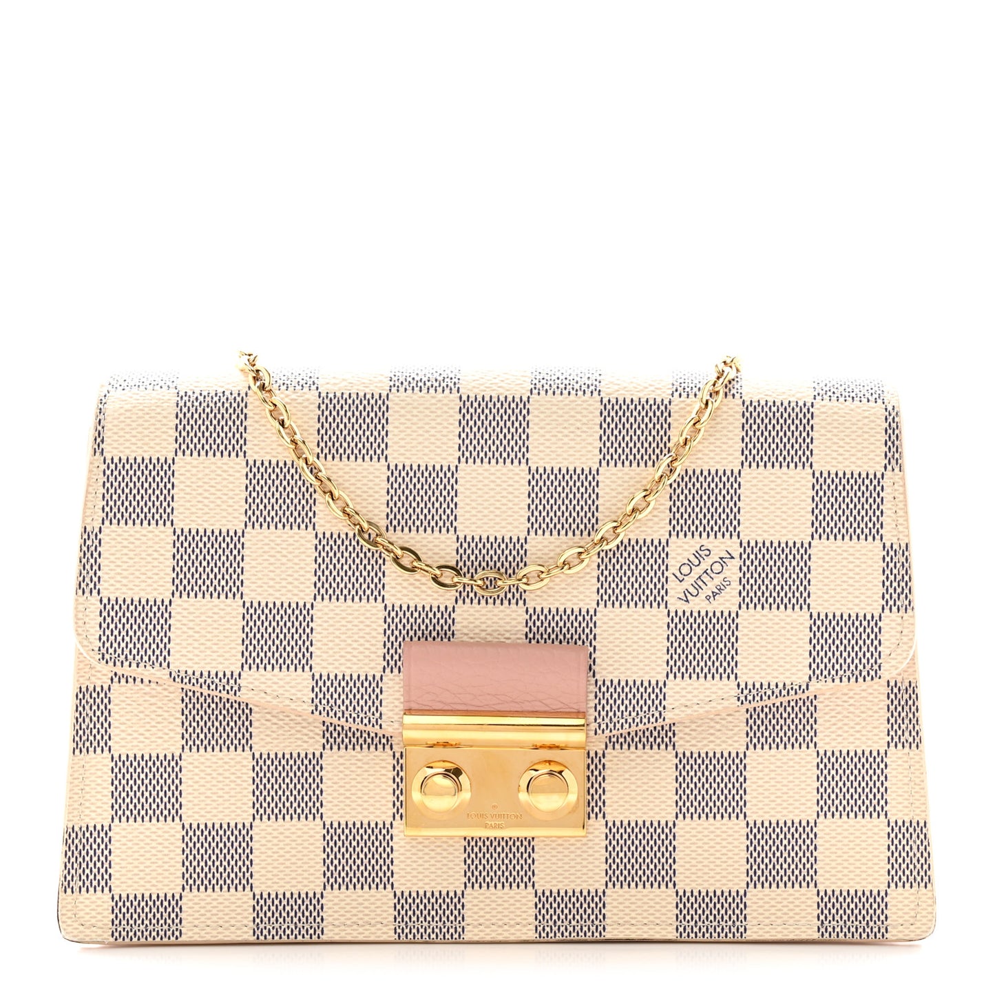 Damier Azur Croisette Chain Wallet Rose Ballerine