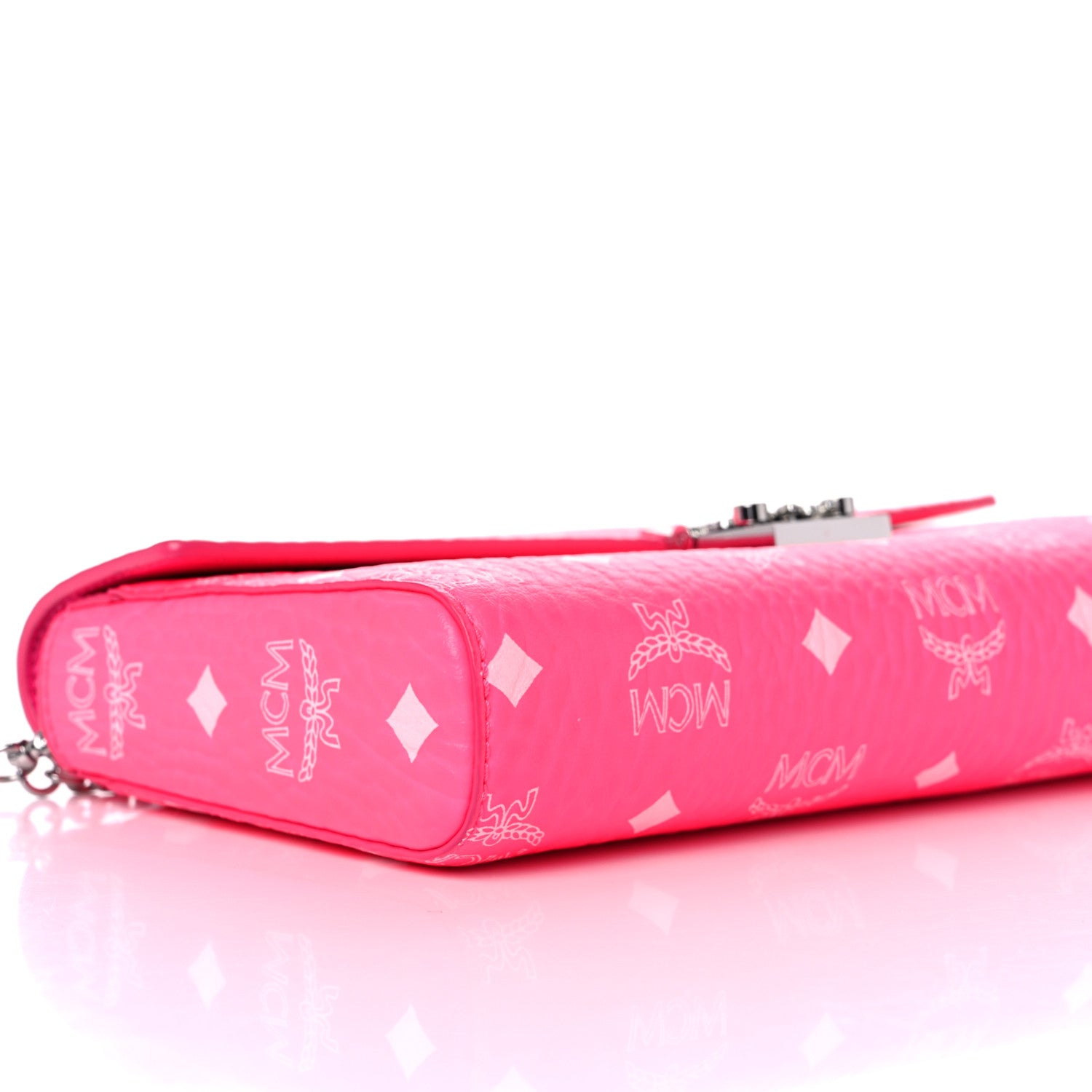 MCM Visetos Monogram Medium Millie Crossbody Bag Neon Pink 6 of 10
