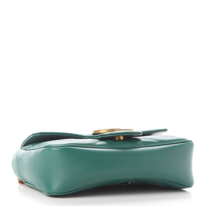 Gucci Calfskin Matelasse Super Mini GG Marmont Shoulder Bag Emerald Green 4 of 9