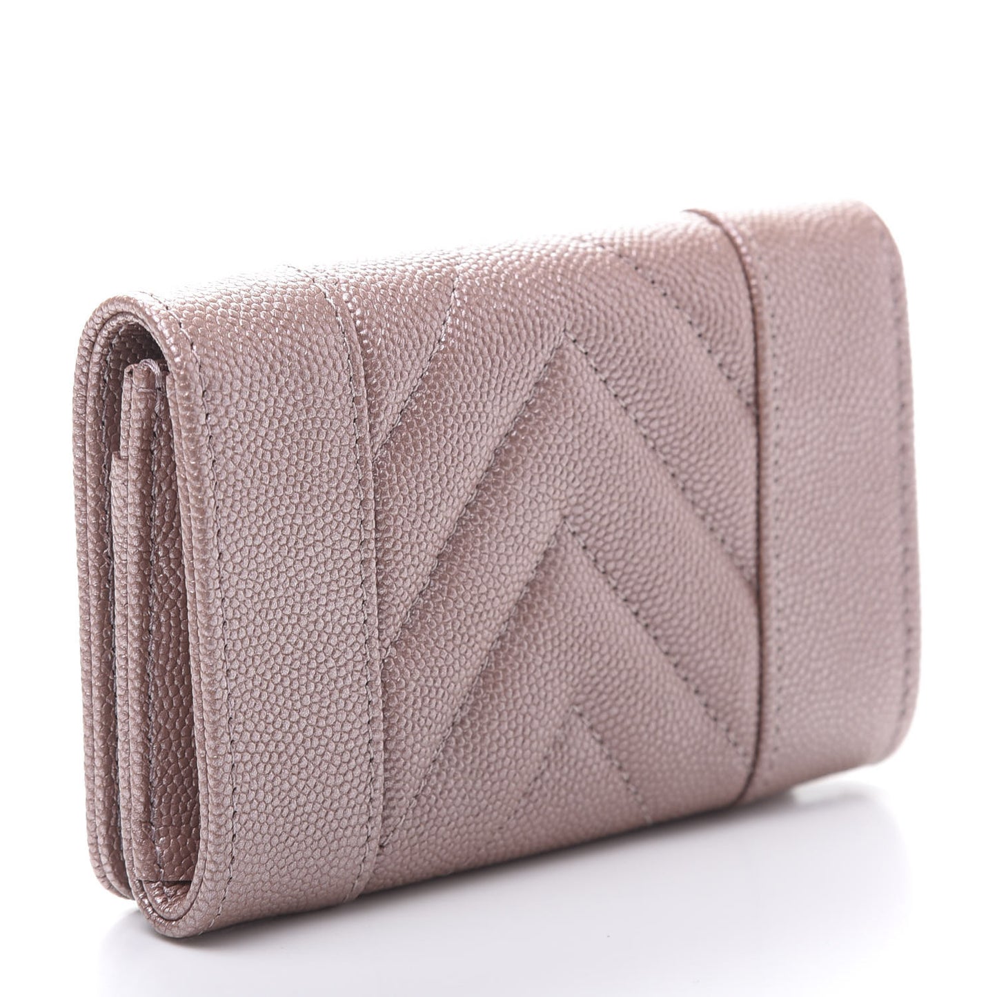 Metallic Caviar Chevron Quilted Vintage Mademoiselle Flap Card Holder Pink
