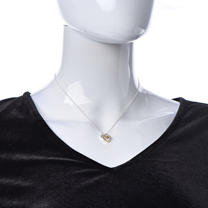 Tiffany Sterling Silver 18K Yellow Gold Double Heart Pendant Necklace 2 of 7