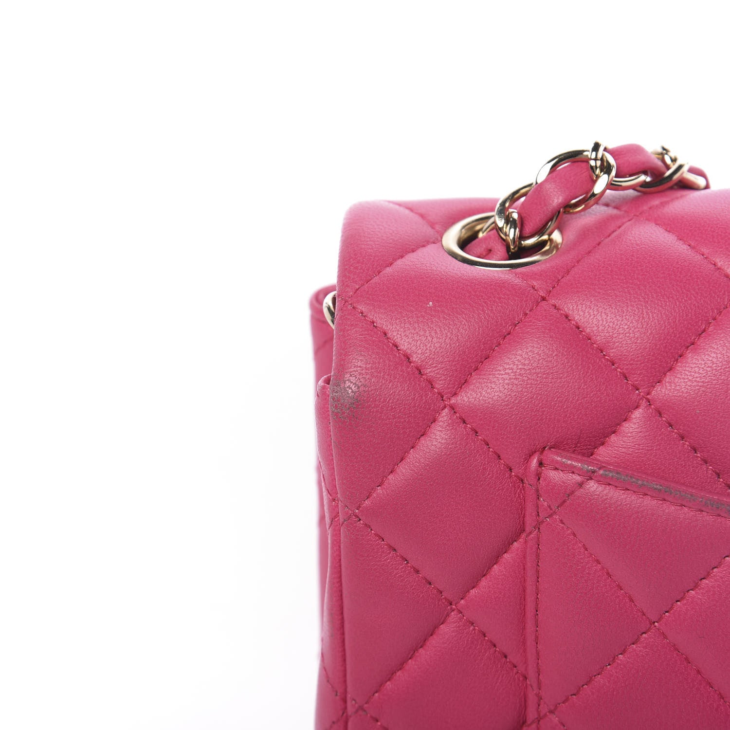 Chanel Lambskin Quilted Mini Rectangular Flap Dark Pink 10 of 19