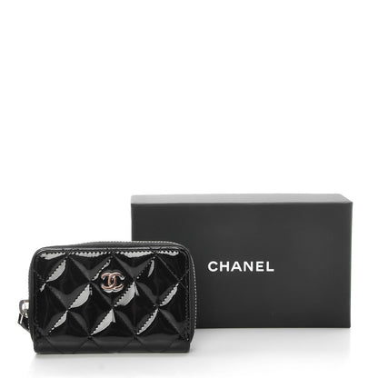 Chanel Patent Calfskin Quilted Zip Coin Purse Black 8 of 8