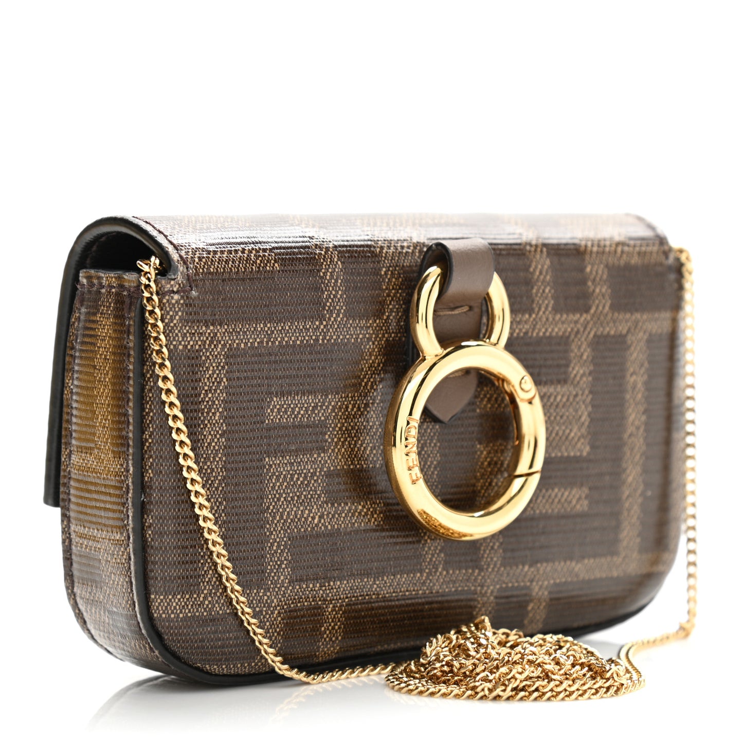 Glazed Fabric FF 1974 Nano Baguette Charm Mogano Panna
