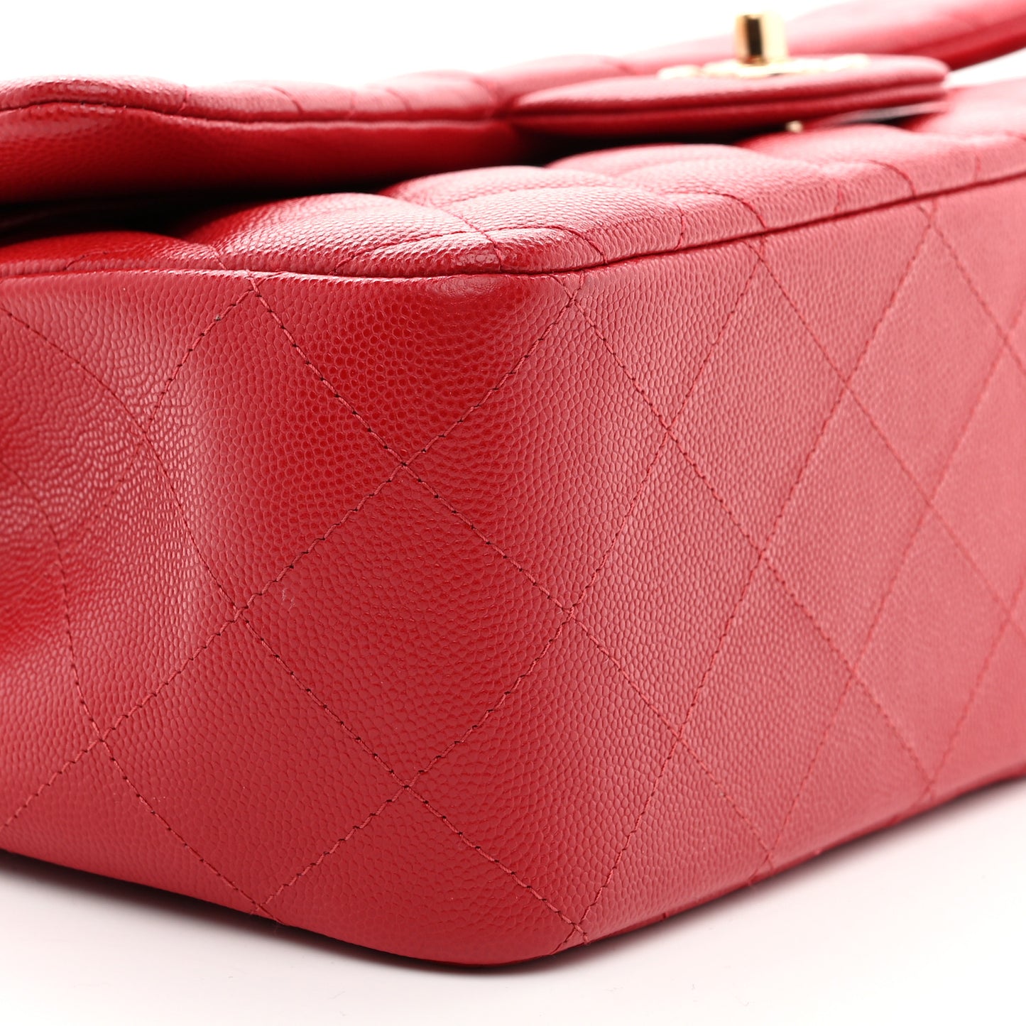 Caviar Quilted Jumbo Double Flap Red