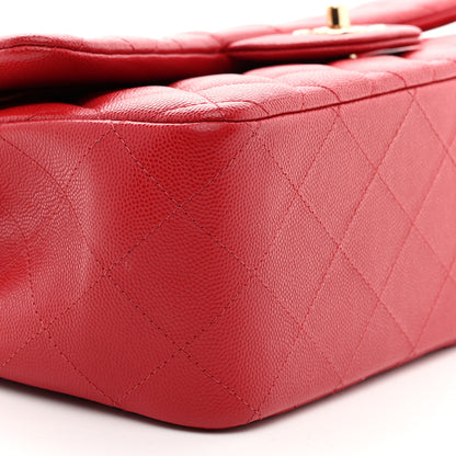 Chanel Caviar Quilted Jumbo Double Flap Red 9 of 10