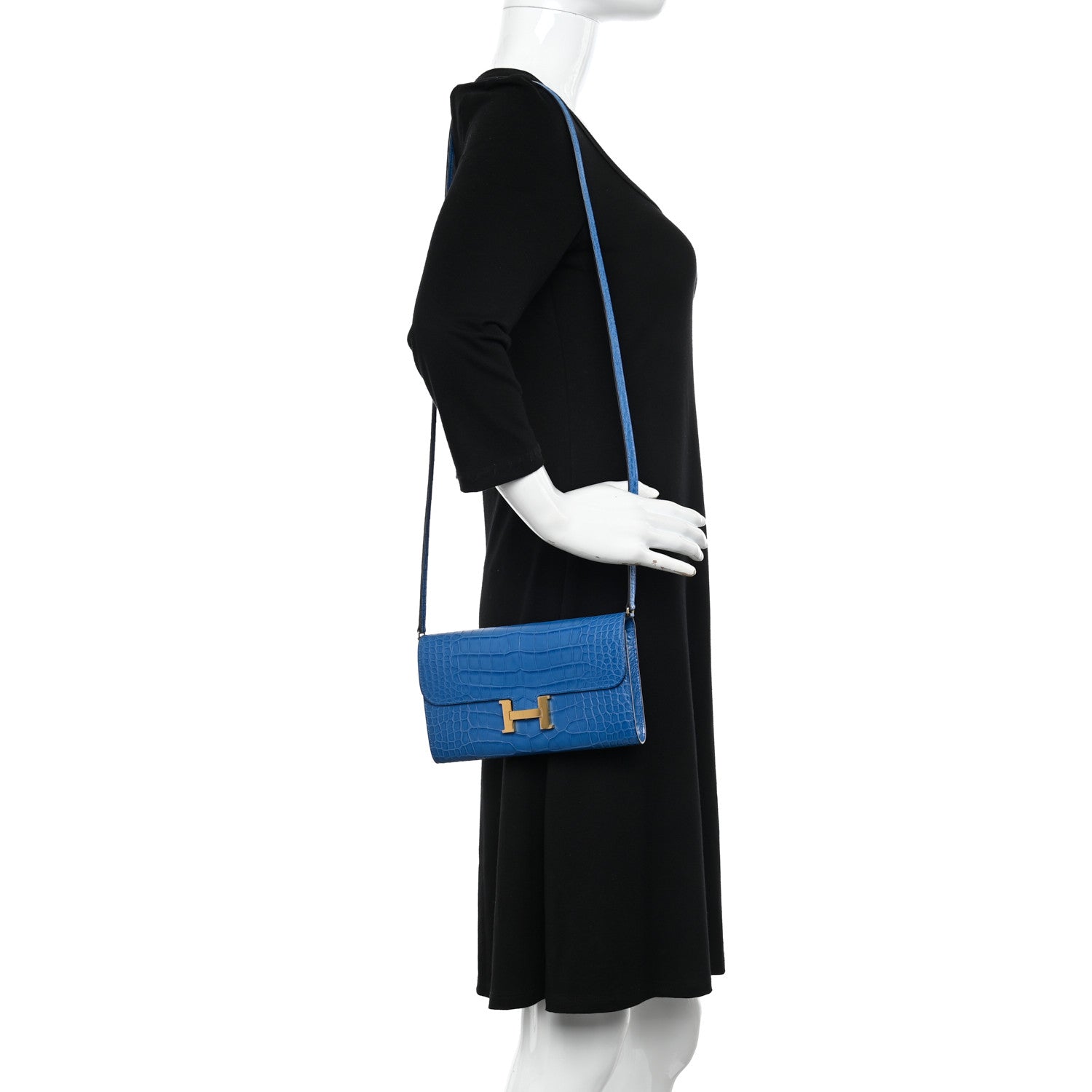 Hermes Matte Alligator Constance Long Wallet To Go Bleu Zellige 2 of 13