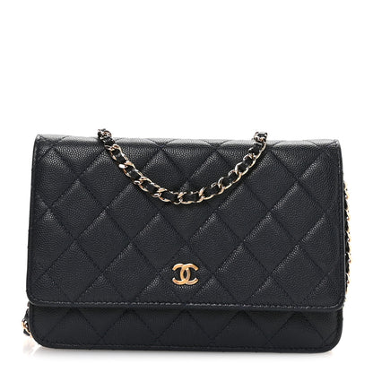 Chanel Caviar Quilted Wallet on Chain WOC Navy Blue 1 of 11