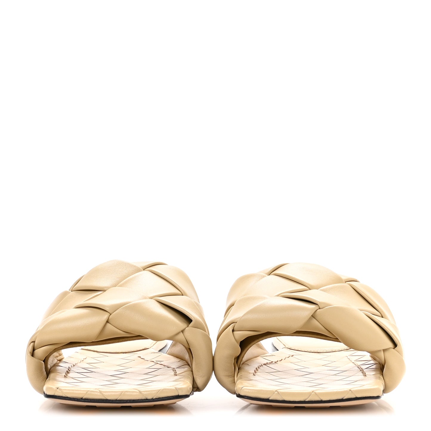 Nappa Maxi Intrecciato Lido Flat Sandals 37 Cane Sugar