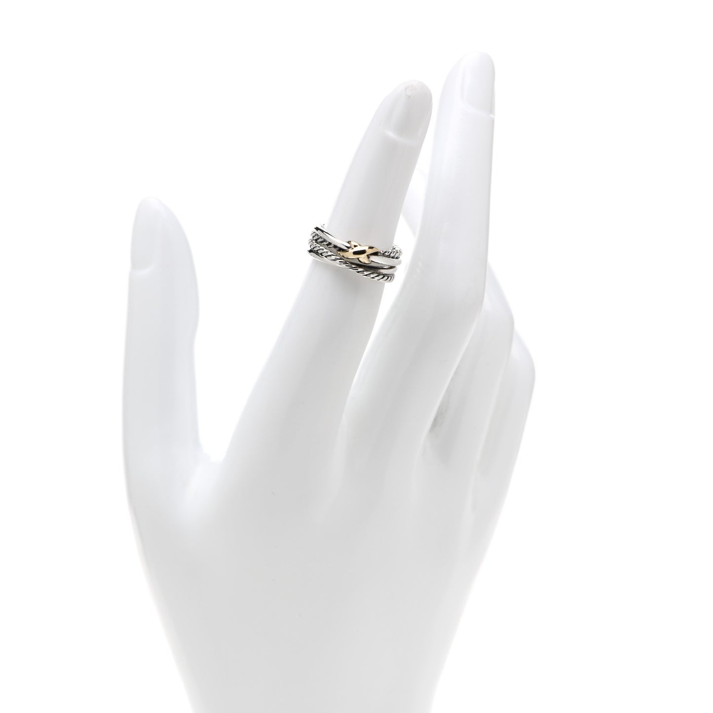 Sterling Silver 18K Yellow Gold 6mm X Crossover Ring 47 4.25