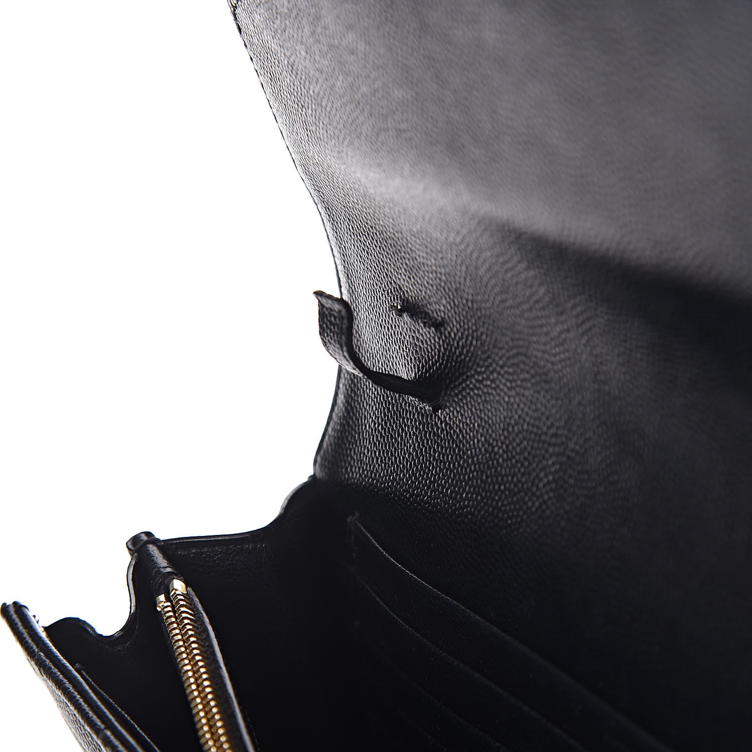Saint Laurent Grain De Poudre Matelasse Chevron Monogram Chain Wallet Black 7 of 14