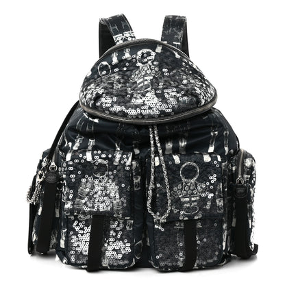 Chanel Sequin Nylon Lambskin Astronaut Essentials Backpack Black White 3 of 13