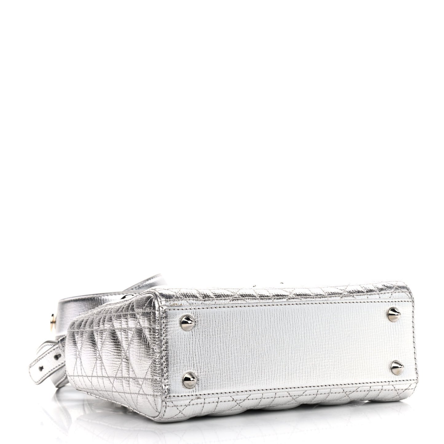 Metallic Grained Calfskin Cannage Small Lucky Badges My Lady Dior Silver