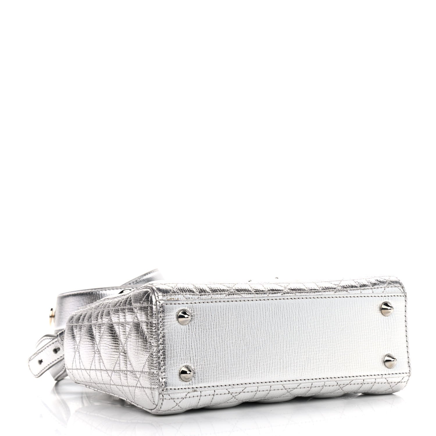 Christian Dior Metallic Grained Calfskin Cannage Small Lucky Badges My Lady Dior Silver 4 of 13