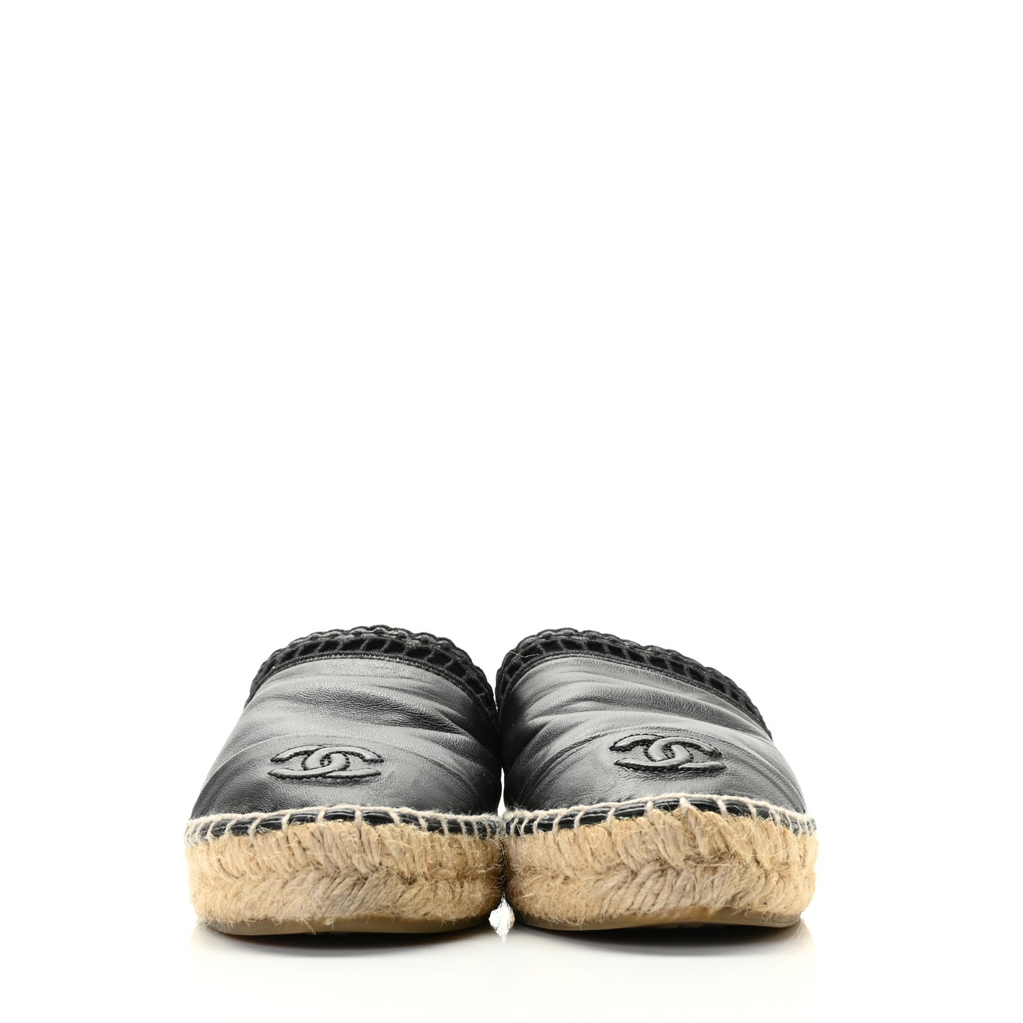 Lambskin CC Espadrille Mules 36 Black