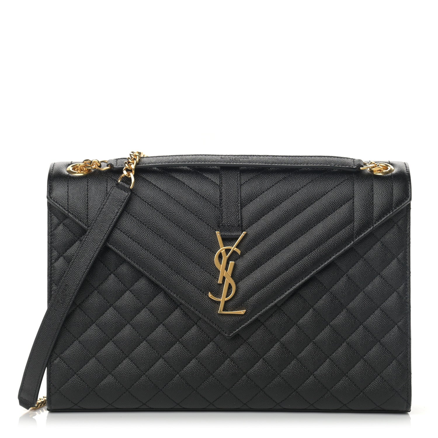 Saint Laurent Grain De Poudre Textured Mixed Matelasse Large Triquilt Monogram Satchel Black 1 of 10
