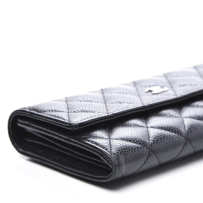 Chanel Caviar Quilted Large Gusset Flap Wallet Black 7 of 9