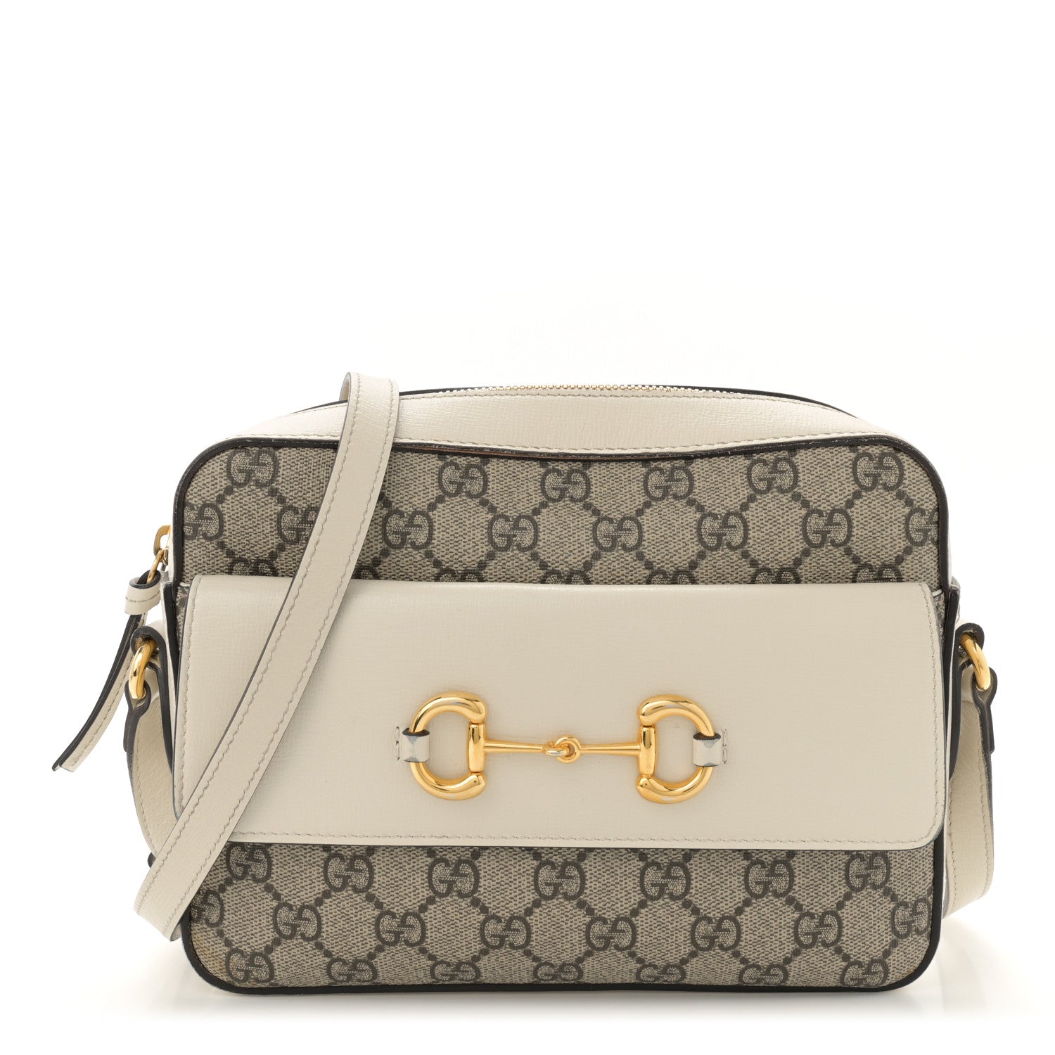 Gucci GG Supreme Monogram Small Horsebit 1955 Shoulder Bag Beige Mystic White 1 of 15