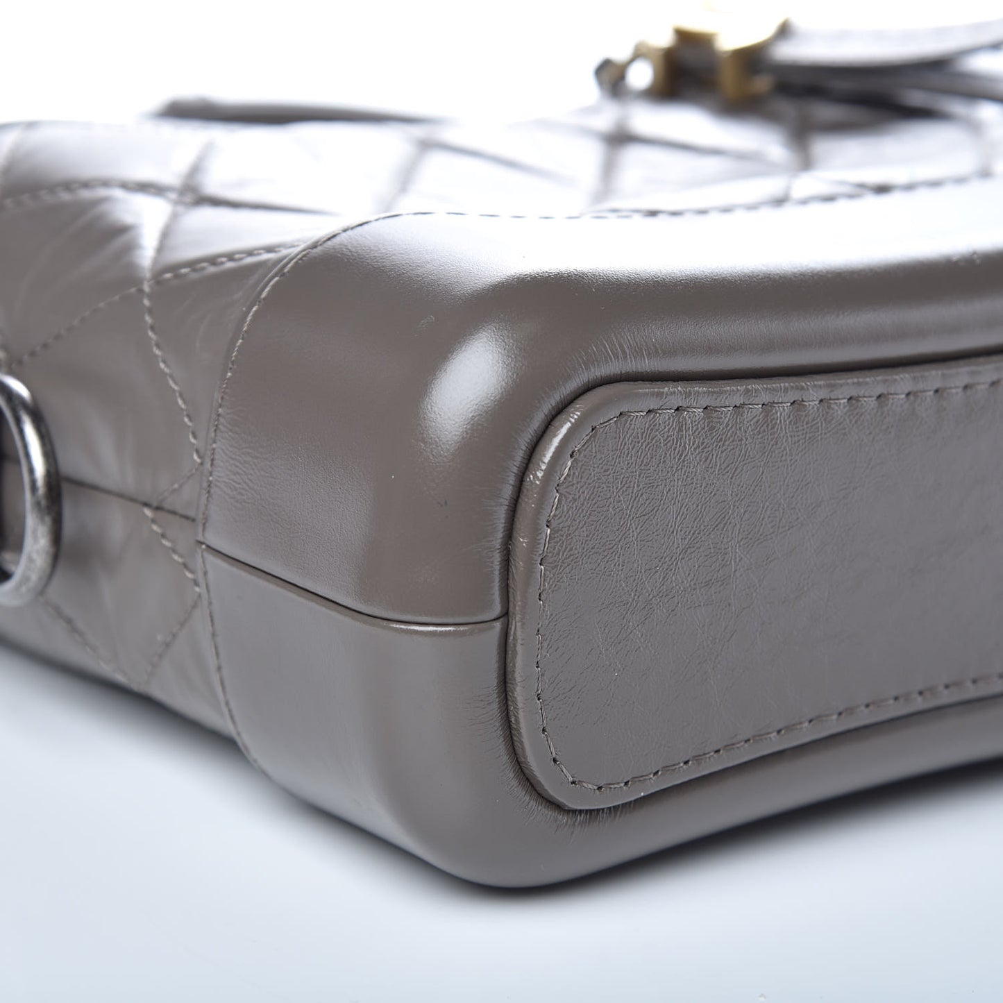 Aged Calfskin Quilted Small Gabrielle Hobo Grey