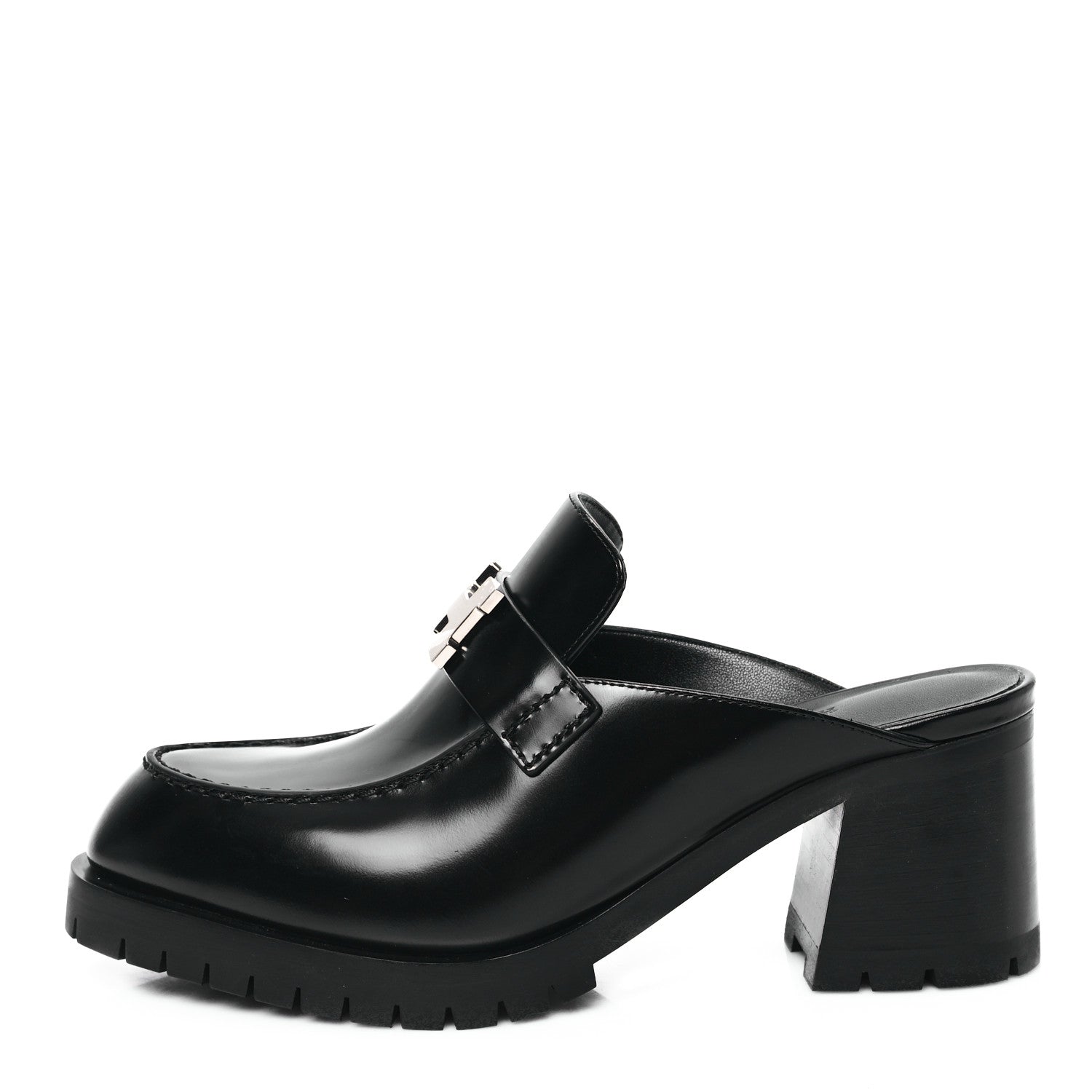 Hermes Calfskin Womens Flore 60 Mules 35.5 Black 1 of 9