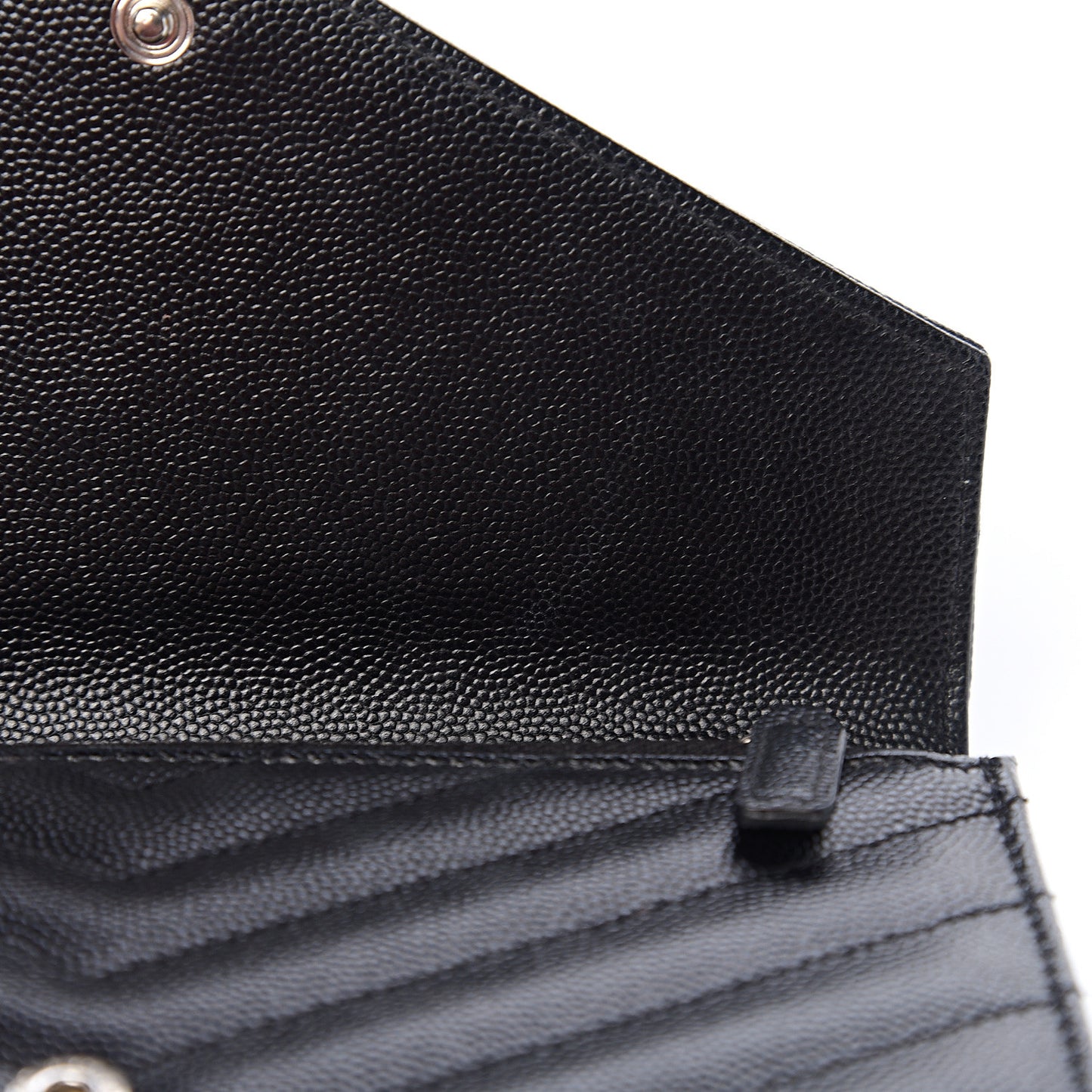 Grain De Poudre Matelasse Chevron Monogram Envelope Chain Wallet Black