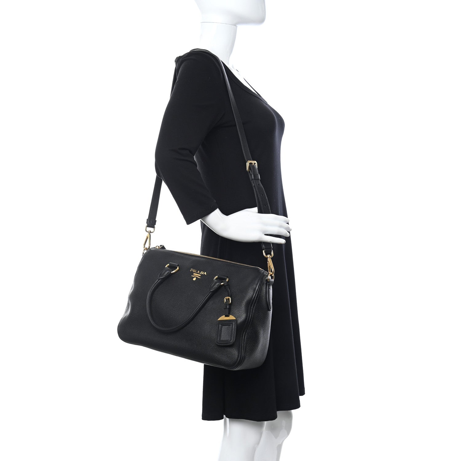Prada Vitello Daino Tote Black 2 of 10