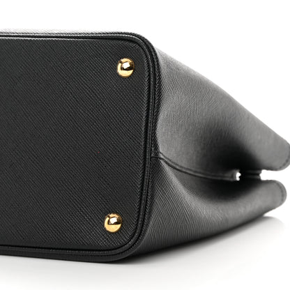 Prada Saffiano Cuir Medium Double Handle Bag Black 10 of 11