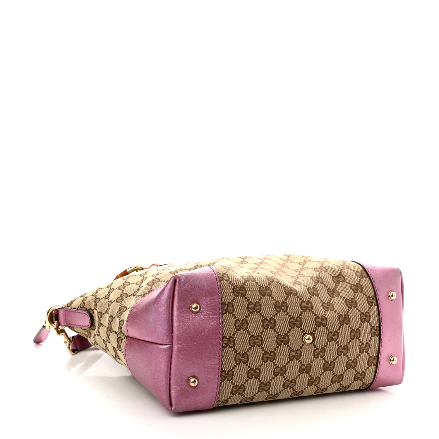 Gucci Monogram Heart Bit Charm Top Handle Tote Pink 3 of 12