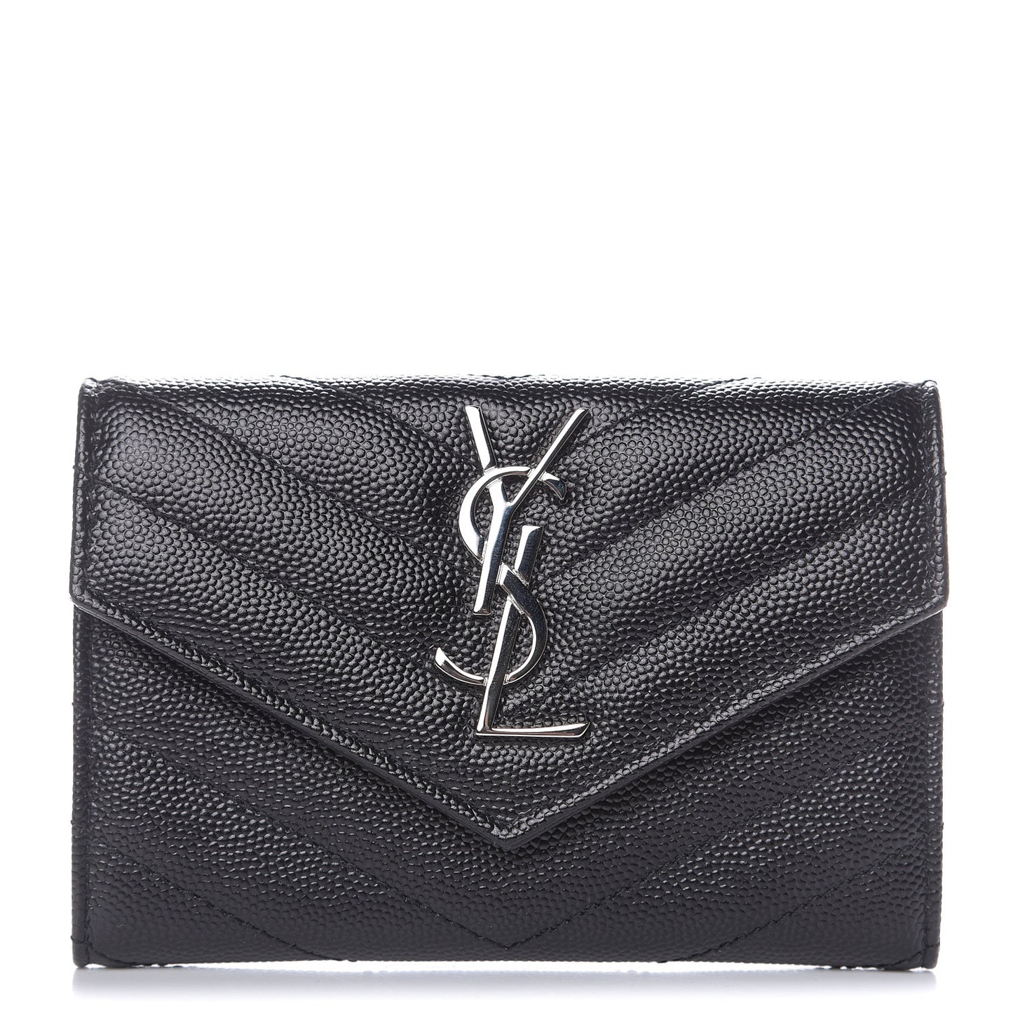 Grain De Poudre Matelasse Chevron Small Monogram Envelope Wallet Black