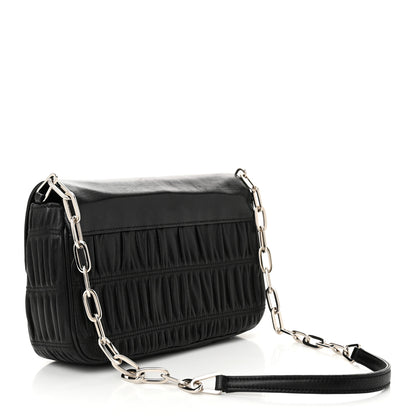 Prada Nappa Gaufre Sound Chain Flap Shoulder Bag Black 3 of 12