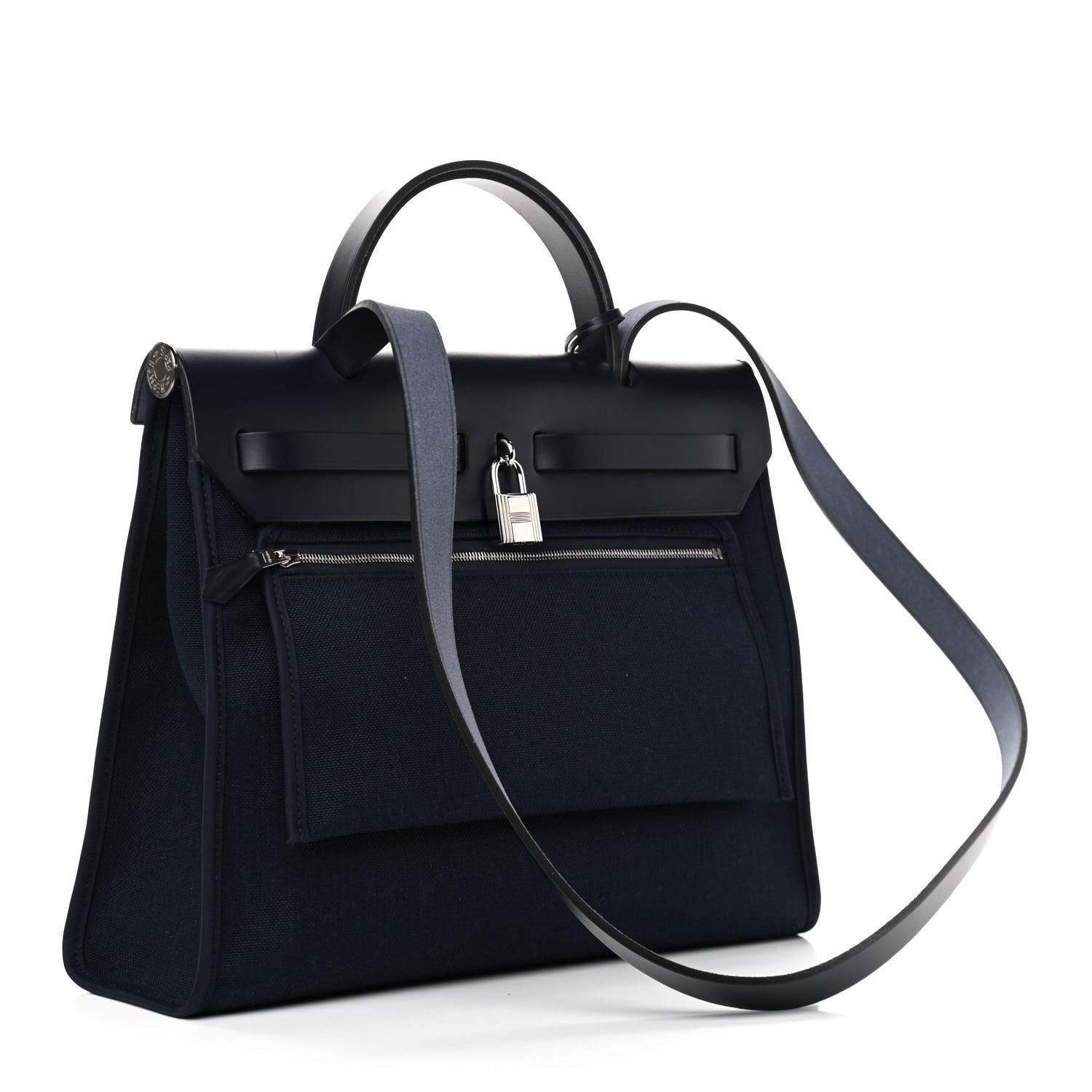 Hermes Toile Vache Hunter Herbag Zip PM 31 Bleu Marine 4 of 11