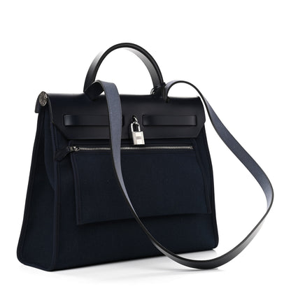 Hermes Toile Vache Hunter Herbag Zip PM 31 Bleu Marine 4 of 11