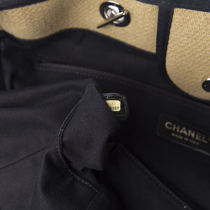 Chanel Canvas Medium Deauville Tote Beige Black 9 of 12