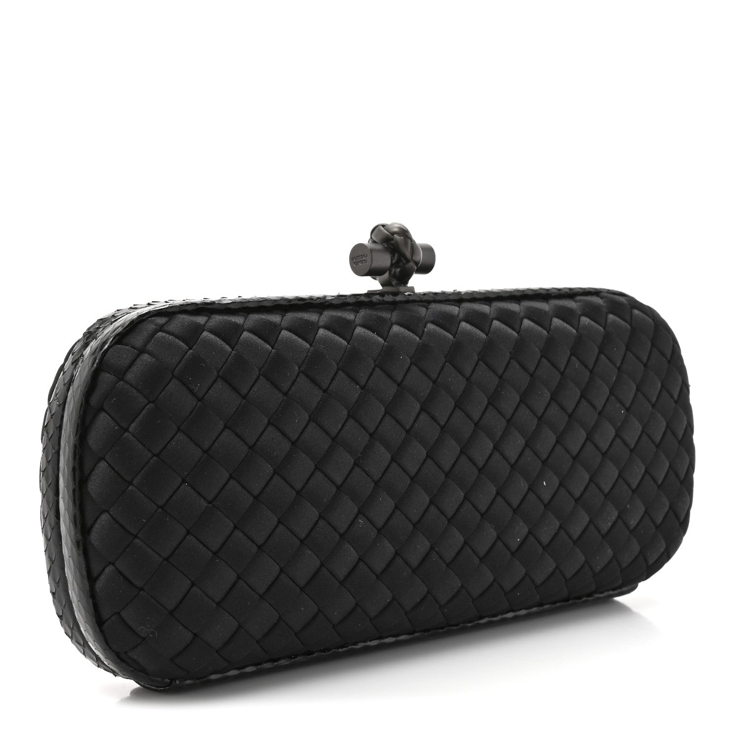 Bottega Veneta Satin Ayers Intreccio Impero Stretch Knot Clutch Black 3 of 6