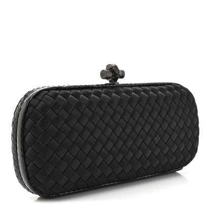 Bottega Veneta Satin Ayers Intreccio Impero Stretch Knot Clutch Black 3 of 6